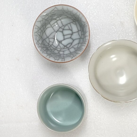 Five Famous Kilns Porcelain Tea Cup Set Chinese Decorative 5pc Gift Box NOB - Picture 7 of 13